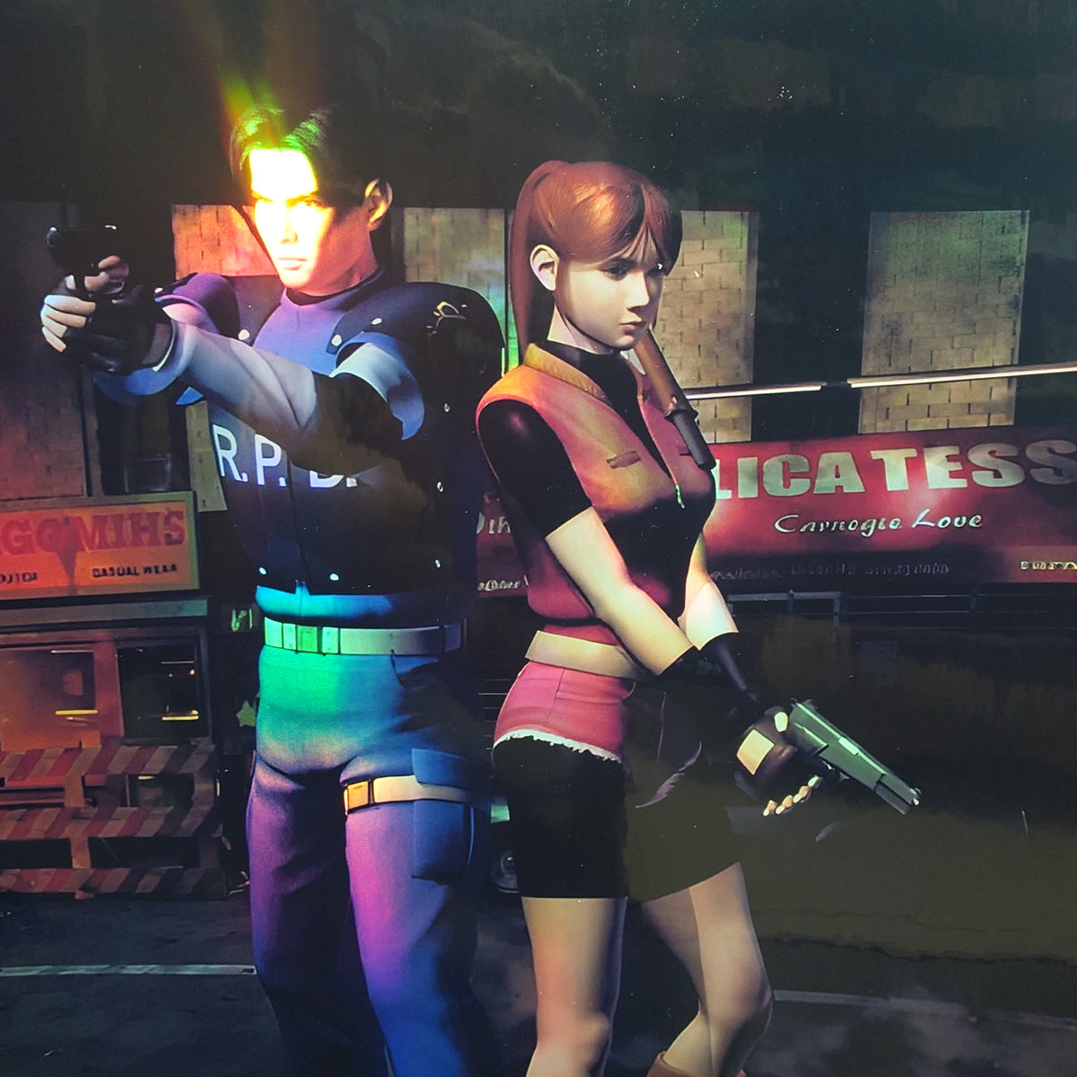 RESIDENT EVIL 2: Leon & Claire - Holographic - A4 - Posters & Prints