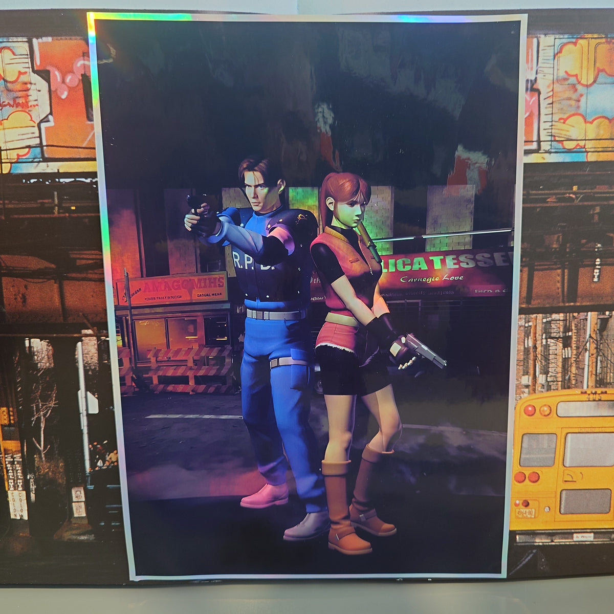 RESIDENT EVIL 2: Leon & Claire - Holographic - A4 - Posters & Prints