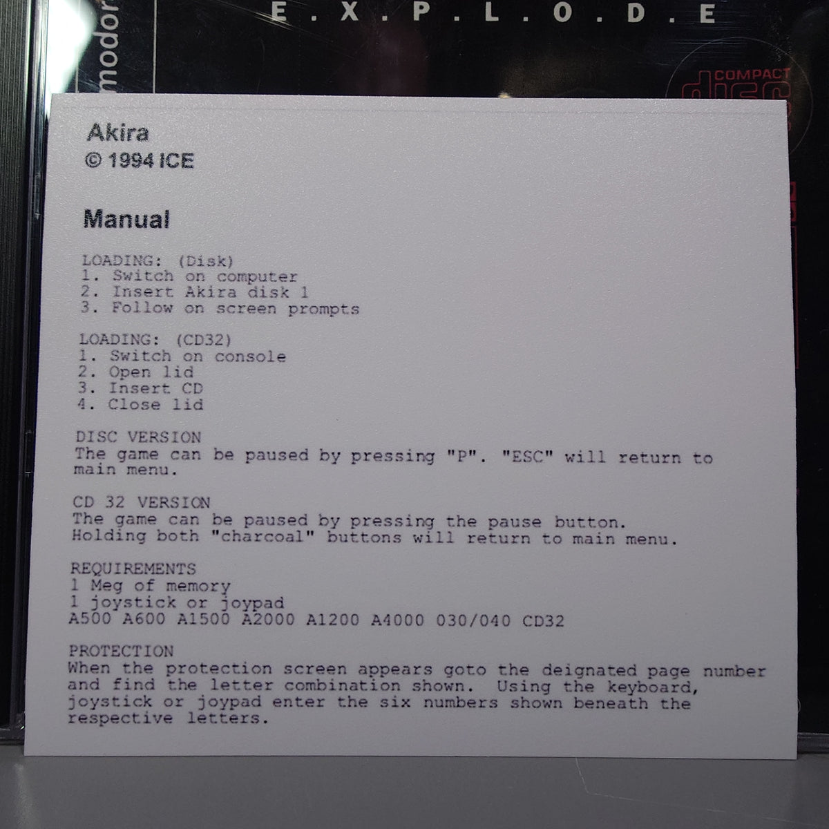 AKIRA - Symphonic Suite Soundtrack - CD (Retro Gaming Amiga CD32 Style Jewel Case)
